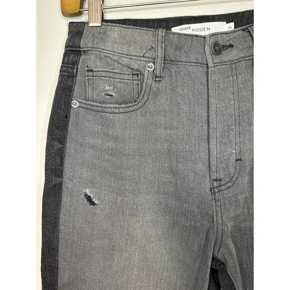 Hidden Jeans Tracey Straight Fit Black Two Tone Raw Hem Size 26 HD1312ST Denim - Picture 2 of 8